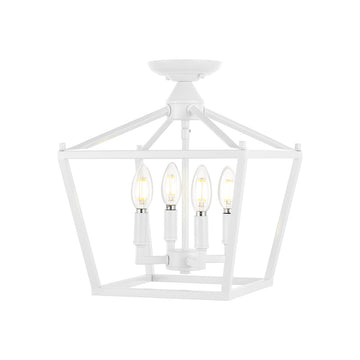 Plains Mini Lantern 12" Iron Modern Farmhouse LED Flush Mount